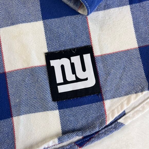 Levi’s NY Giants Plaid Button Down Flannel Shirt size medium NFL blue white - Picture 3 of 9